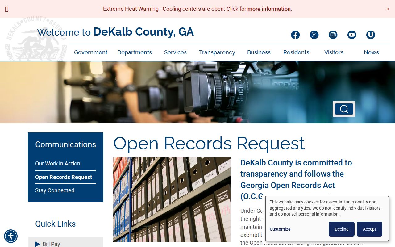 DeKalb County open records request gateway for Decatur resident records
