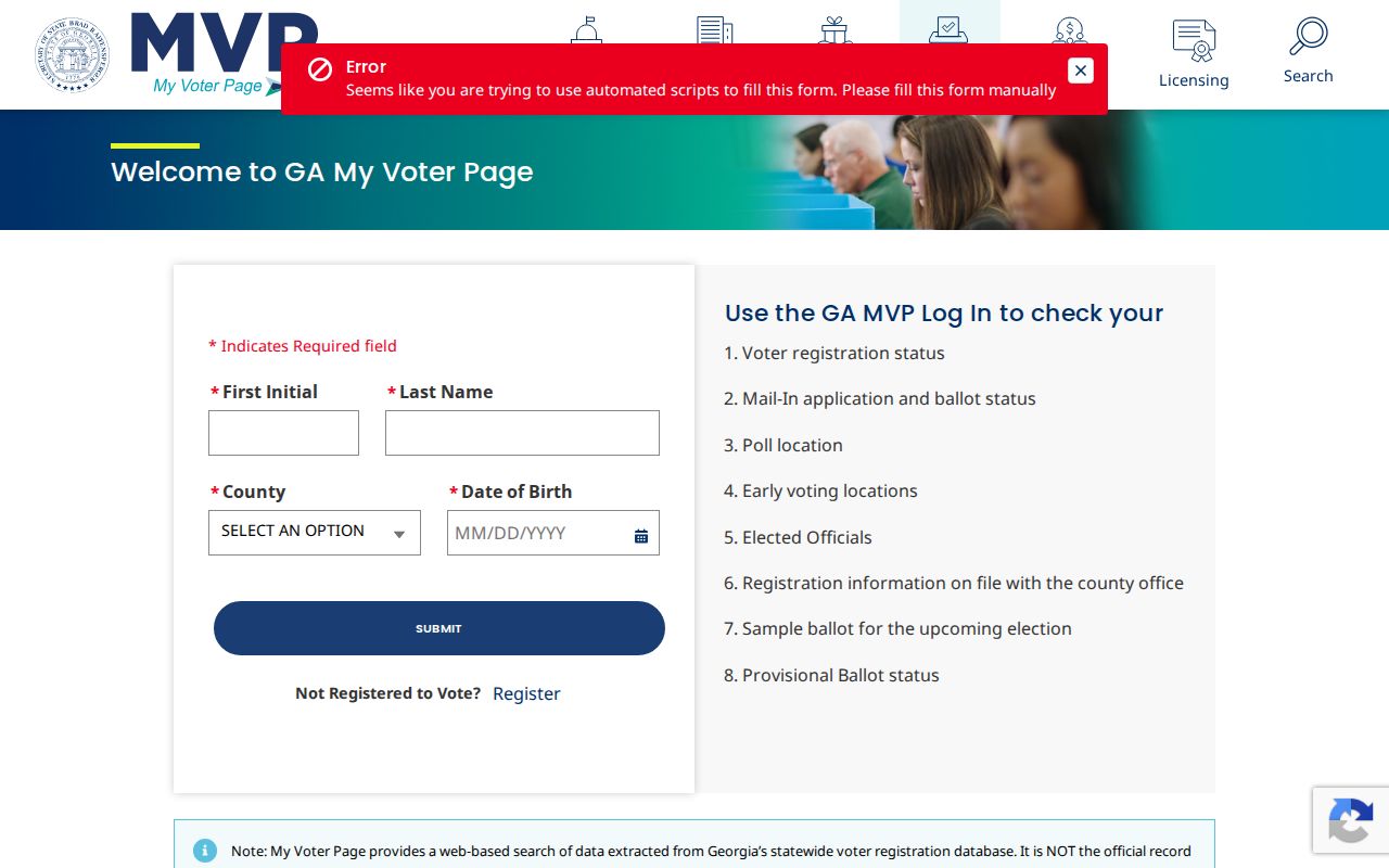 Georgia My Voter Page used by Decatur voters