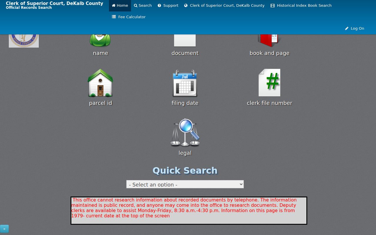 Landmark Web recorded-document search for tracing previous Decatur owners