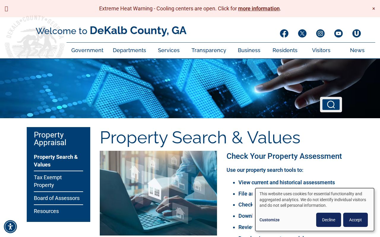 DeKalb County property appraisal gateway for starting a Decatur previous-residents search